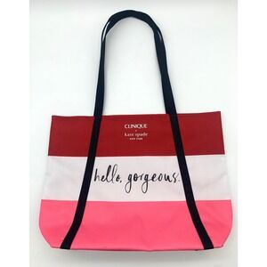 Kate Spade x Clinique Hello Gorgeous Stripe Tote Bag Pink Red‎ Shopper